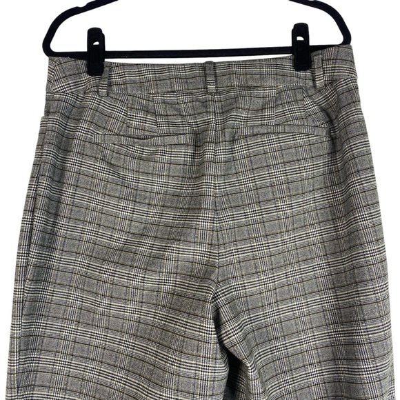 LOFT Hight Waist Curvy Trouser Pants 12 Gray Tan Glen Check Plaid 521626 - Picture 6 of 12